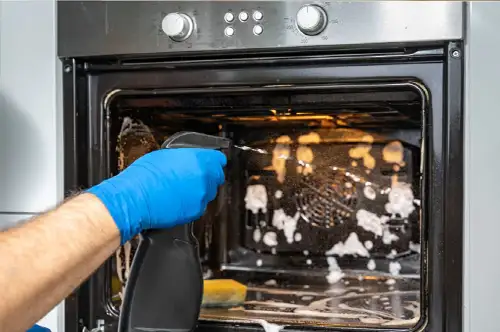 Photo of someone cleaning an oven