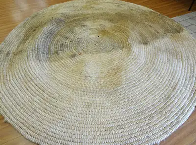 Seagrass rug Photo of a dirty seagrass rug before it's professionally cleaned